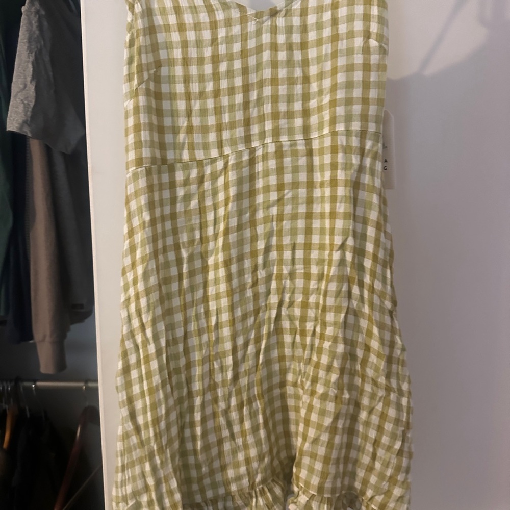 Billabong Olive Green & White  Gingham Cover up Beach Dress